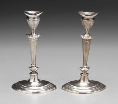 Pair English silver candlesticks: