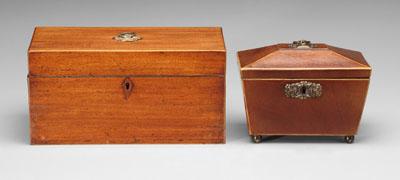 Two mahogany tea boxes: one sarcophagus