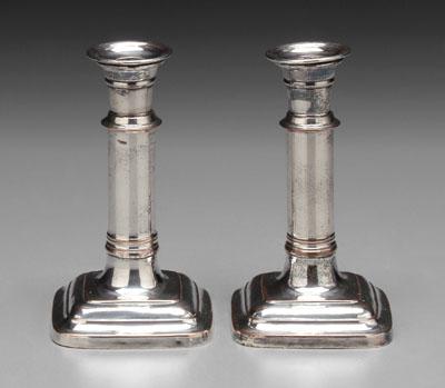 Pair telescoping candlesticks: silver-plated,