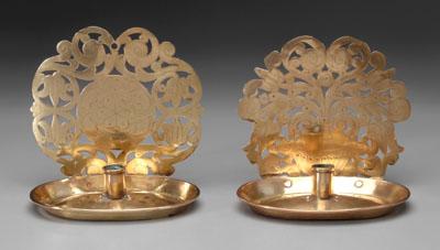 Two brass sconces: one back with