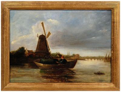 Dutch School painting fisherman a09c2