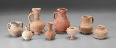 Eight ancient terracotta vessels: