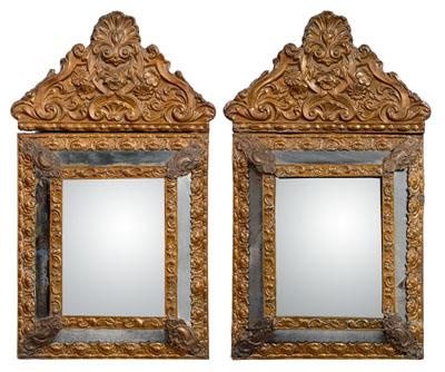 Pair wood and brass mirrors each a09ed