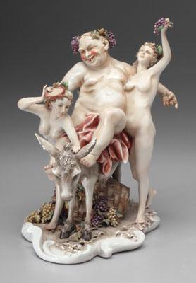 Porcelain figural group, portly Bacchus