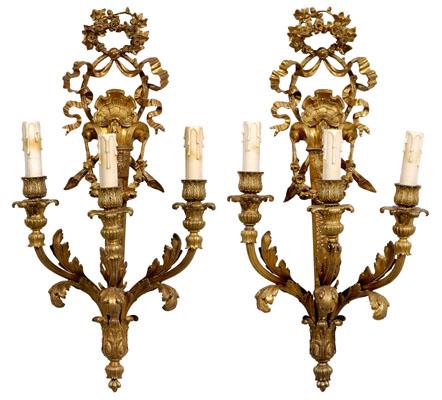 Pair bronze dore sconces well a09fa