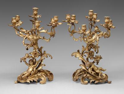 Pair bronze candelabra: baroque