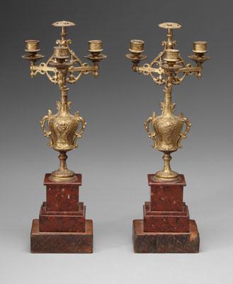Pair gilt metal candelabra: each