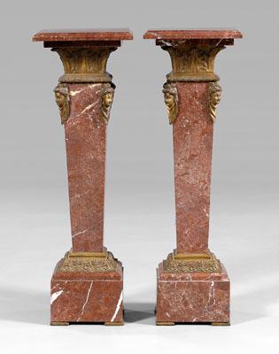 Pair bronze-mounted marble pedestals: