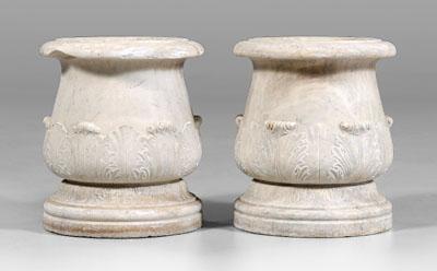 Pair carved marble garden urns  a0a14