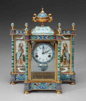 Champleve clock, central case with