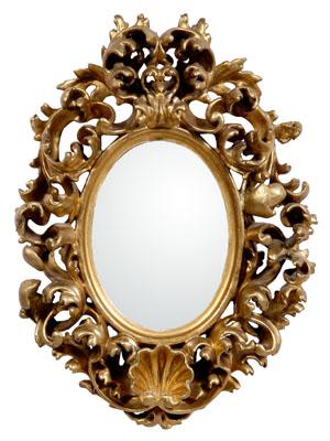 Gilt framed mirror carved wood a0a26