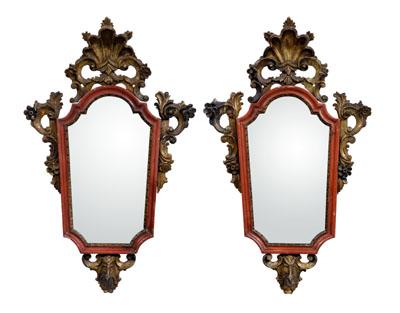 Pair Venetian rococo style mirrors: