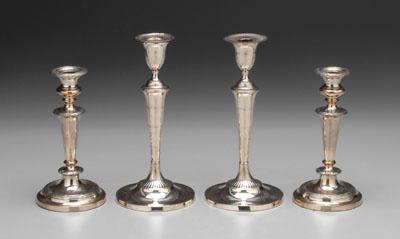 Two pairs silver plated candlesticks  a0704