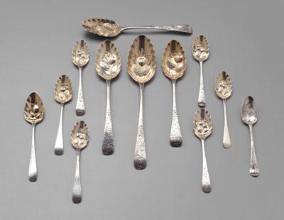 Group of English gilt silver spoons: