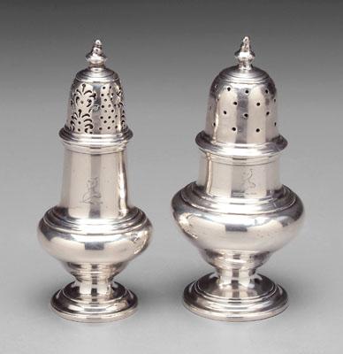 Two English silver casters: urn