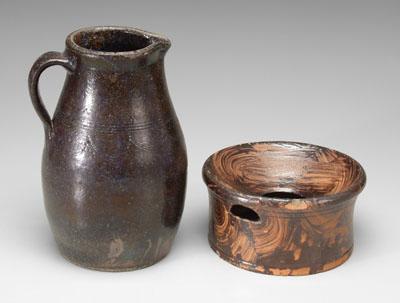 Two pieces Southern pottery: redware