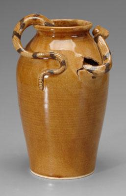 Stoneware jug, light honey-colored