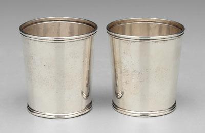 Pair coin silver julep cups: tapered