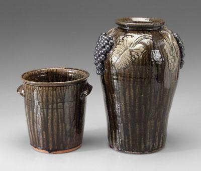 Two pieces Meaders pottery: crock with