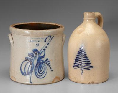 Two pieces salt glazed stoneware  a0787