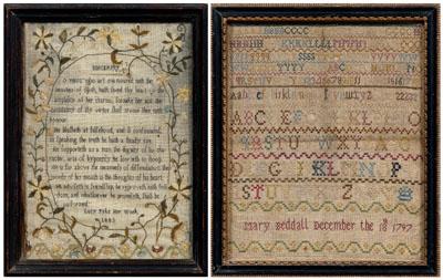 Two small scale needleworks alphabet a0791