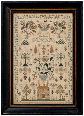 1826 British house sampler, finely stitched