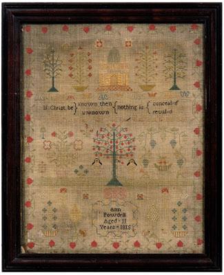 1815 Adam and Eve needlework, central