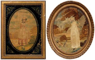 Two embroidered needleworks, silk