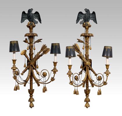 Pair gilt Federal style sconces: