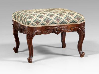 Victorian carved walnut footstool  a07ac