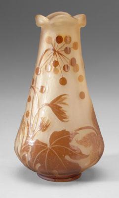 Galle vase, tapered with scalloped