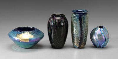 Four pieces art glass, Rick Eckert