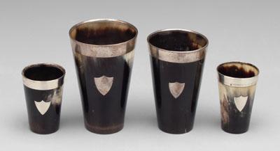 Four horn beakers silver mounts  a0a96