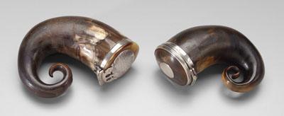 Two silver mounted horn snuff mulls  a0a97
