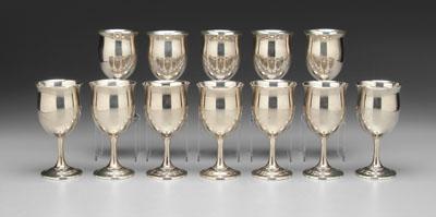 Set of 12 sterling goblets: flared
