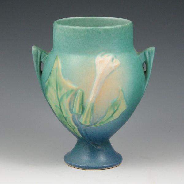 Roseville Thornapple vase in blue with