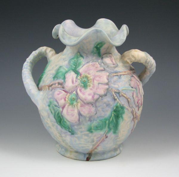 Weller Silvertone vase with ruffled