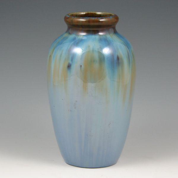 Fulper vase with brown and blue