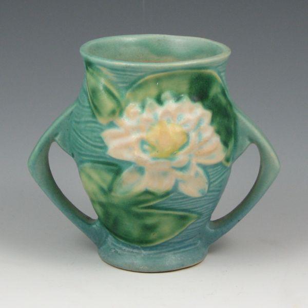 Roseville Water Lily vase in blue  b3ce9