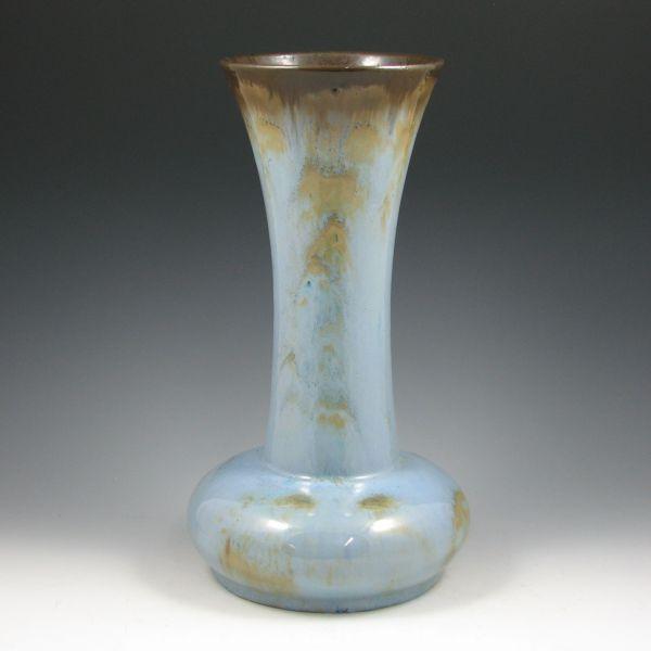 Tall Fulper vase with blue and