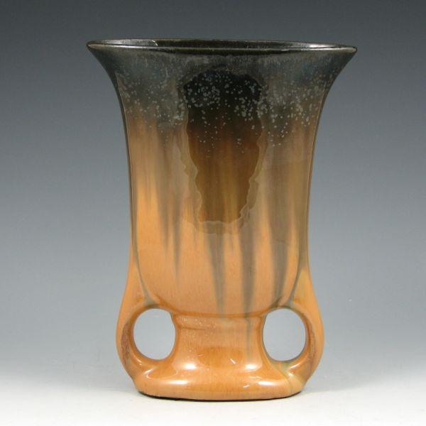 Fulper fan vase in Cat's Eye flambe`