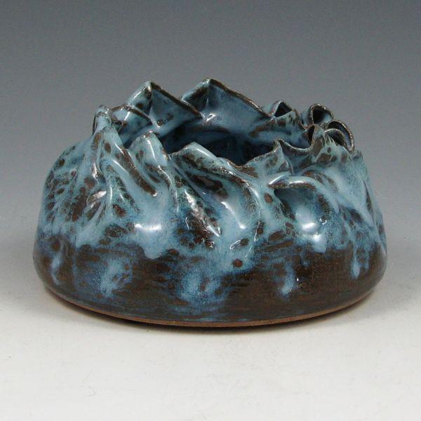Clark House Pottery blue basket  b3ed5