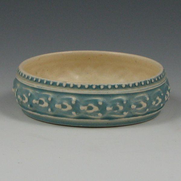 Roseville Old Ivory blue tinted dish.