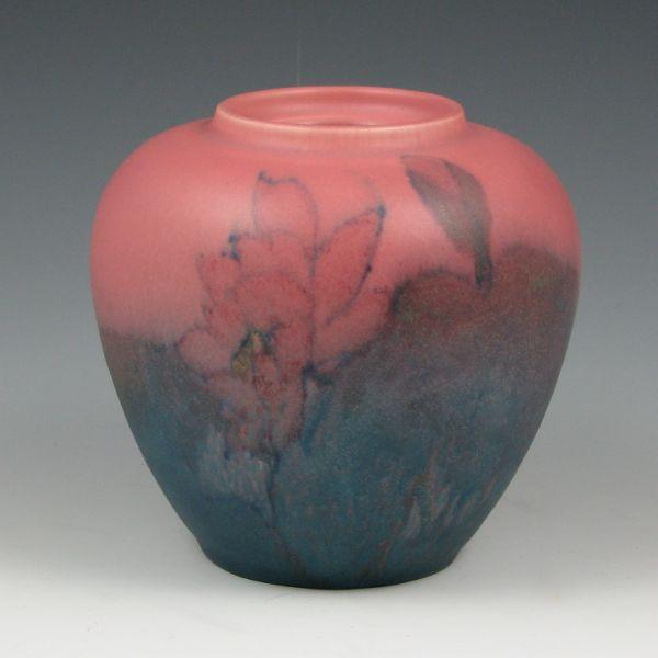 Rookwood 1930 matte vase with floral