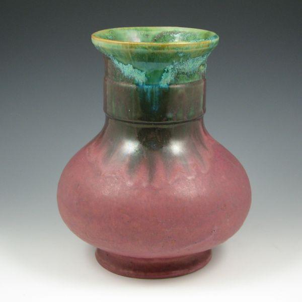 Large Fulper vase with green and