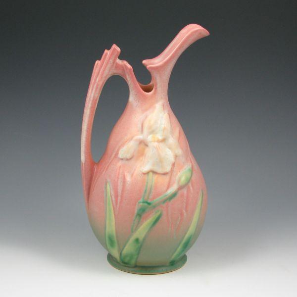 Roseville Iris ewer in pink and