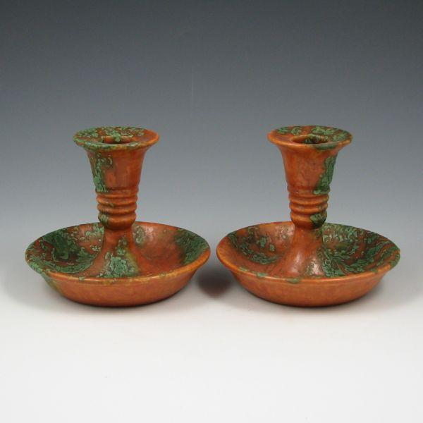 Roseville Imperial II 1077 4 candleholders b3c3a