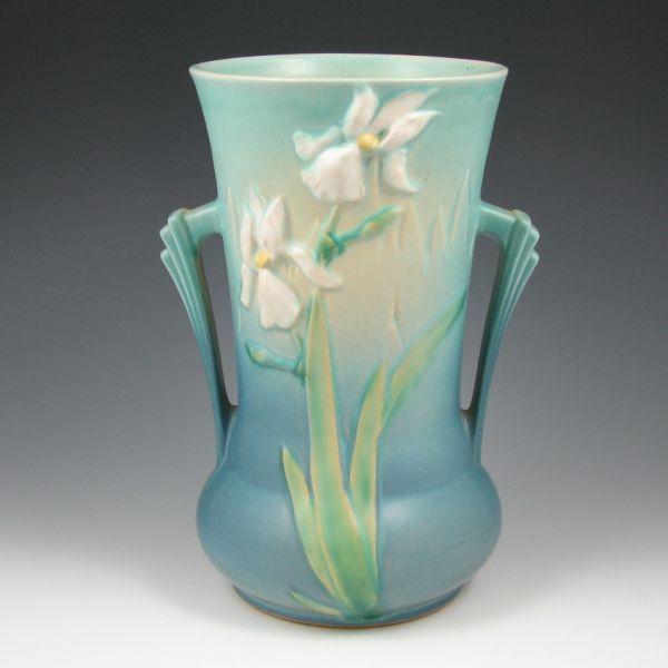 Roseville Iris handled vase in