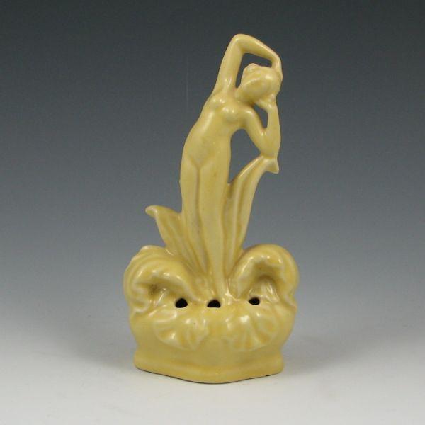 Art Nouveau nude flower holder in yellow