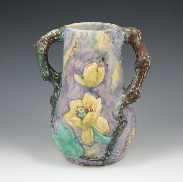 Weller Silvertone double handled vase